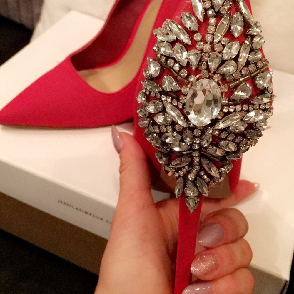 Stunning red heels with crystals